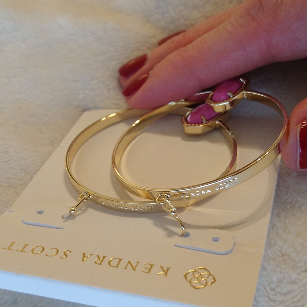 NWOT Kendra Scott Elora Gold Magenta Earrings New - Picture 8 of 9